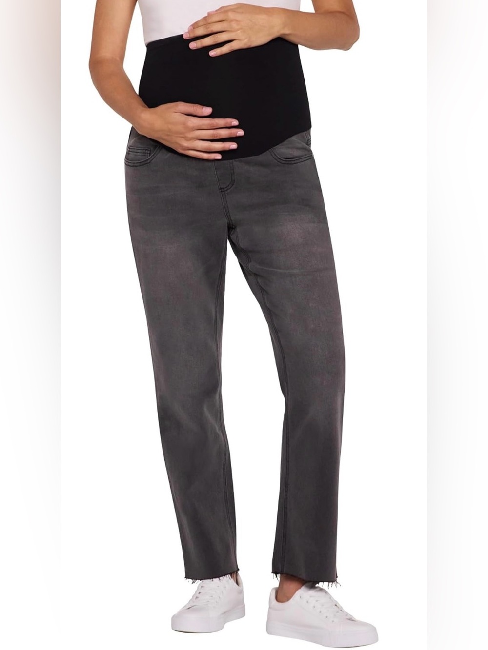 Women's Gray Maternity Jeans - Stretch Comfort